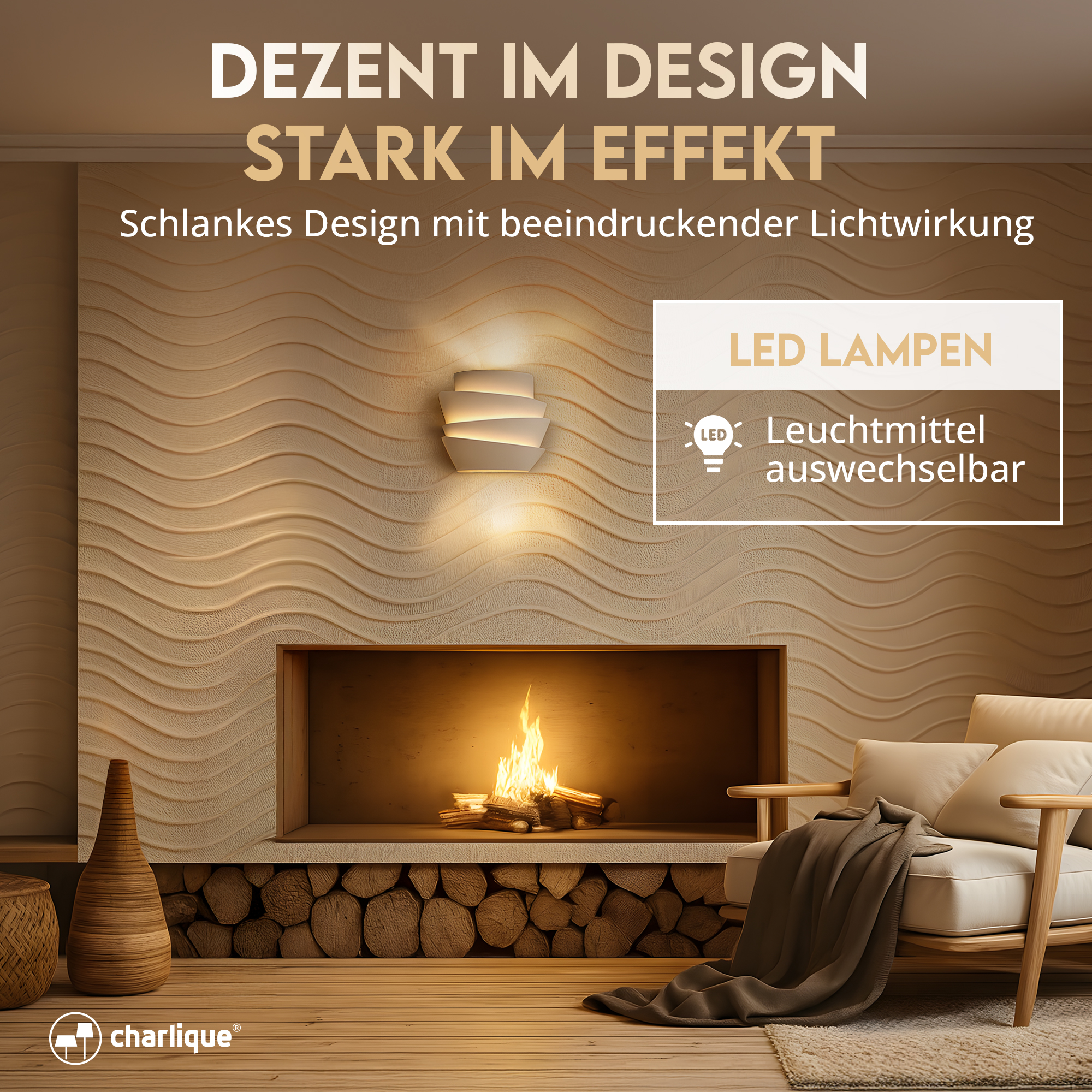 charlique® Wave Light, LED Wandleuchte, weiß – Bild 4