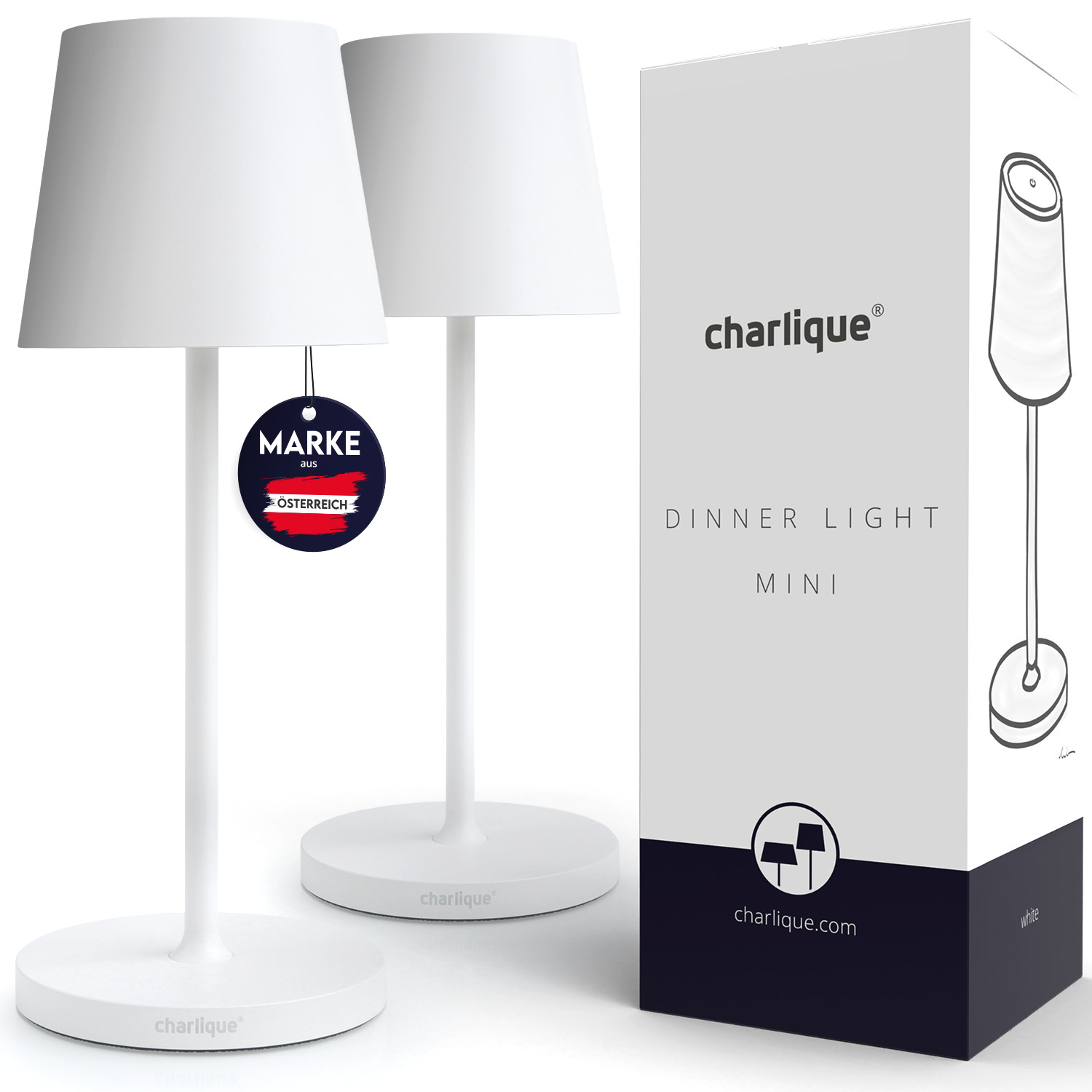 DOPPELPACK charlique® LED Dinner Light mini, weiss